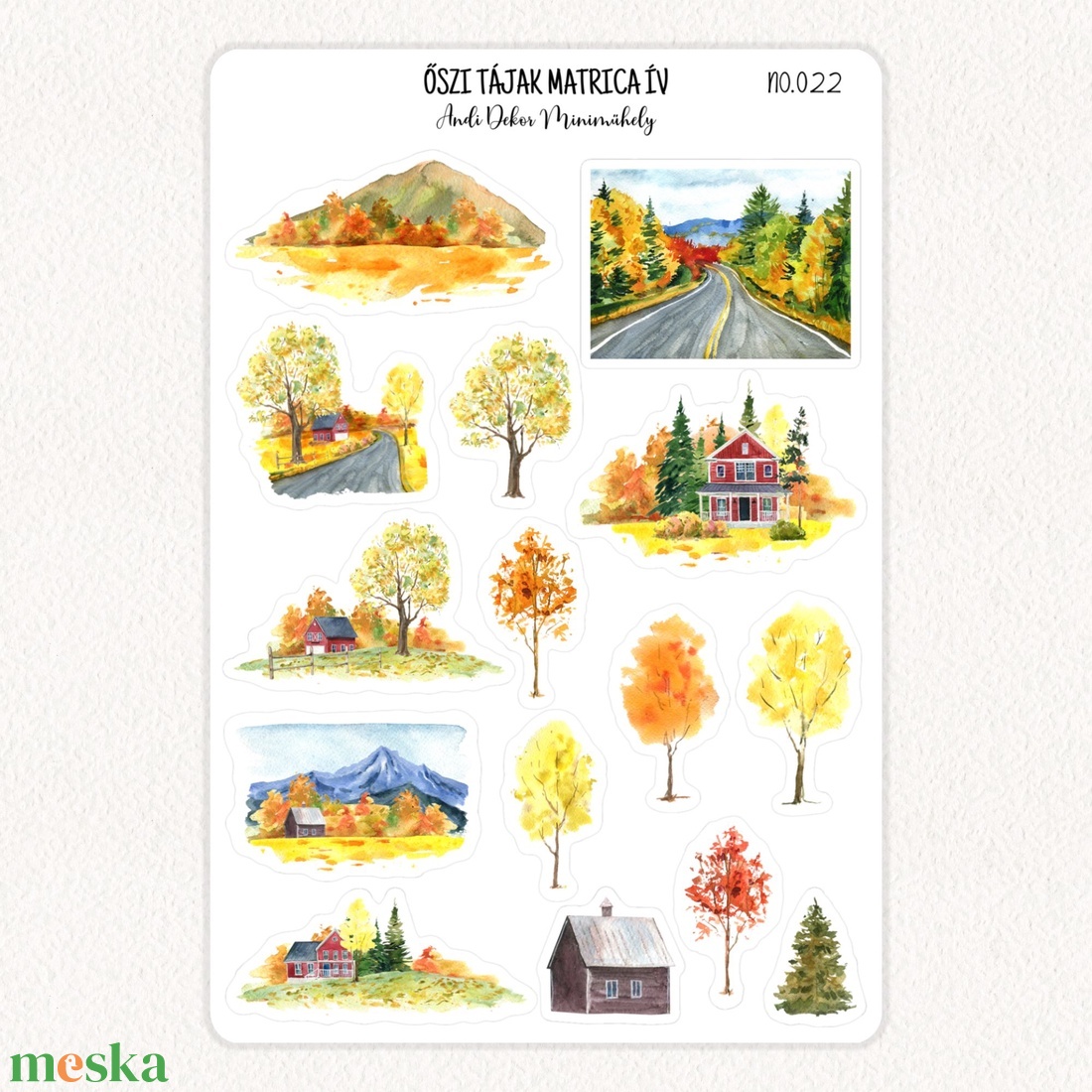 Őszi tájak matrica ív No.022 - otthon & életmód - papír, írószer - matrica, matrica csomag - Meska.hu