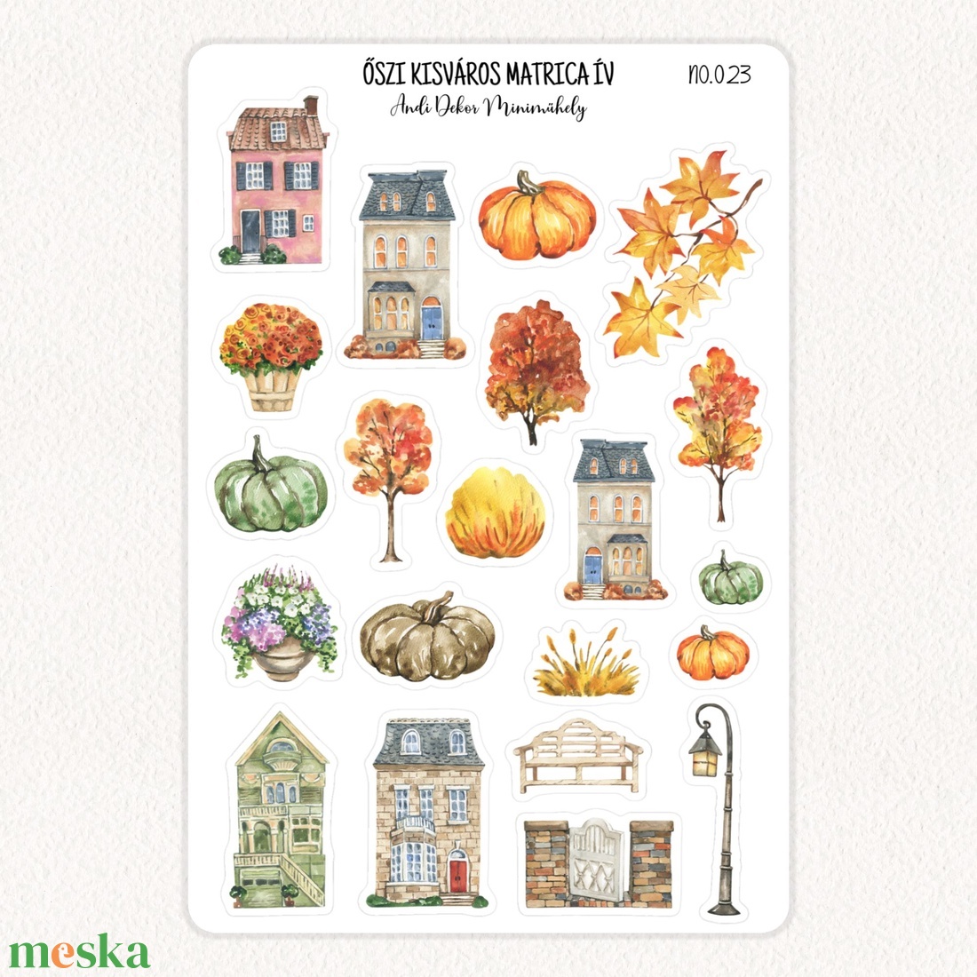 Őszi kisváros matrica ív No.023 - otthon & életmód - papír, írószer - matrica, matrica csomag - Meska.hu