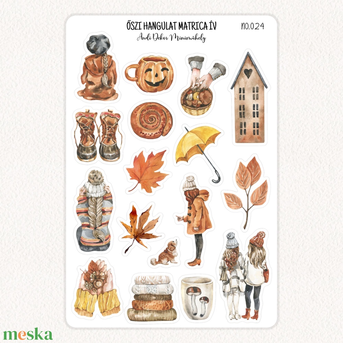 Őszi hangulat matrica ív No.024 - otthon & életmód - papír, írószer - matrica, matrica csomag - Meska.hu