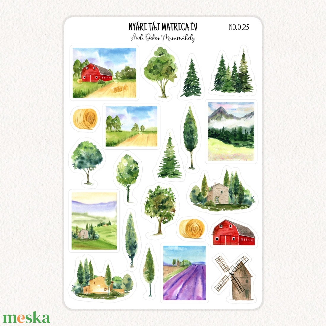 Nyári táj matrica ív No.025 - otthon & életmód - papír, írószer - matrica, matrica csomag - Meska.hu