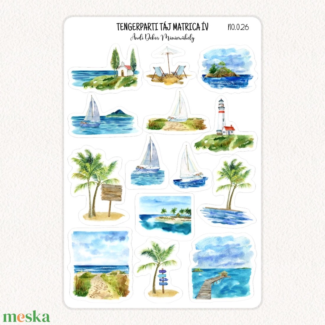 Tengerparti táj matrica ív No.026 - otthon & életmód - papír, írószer - matrica, matrica csomag - Meska.hu