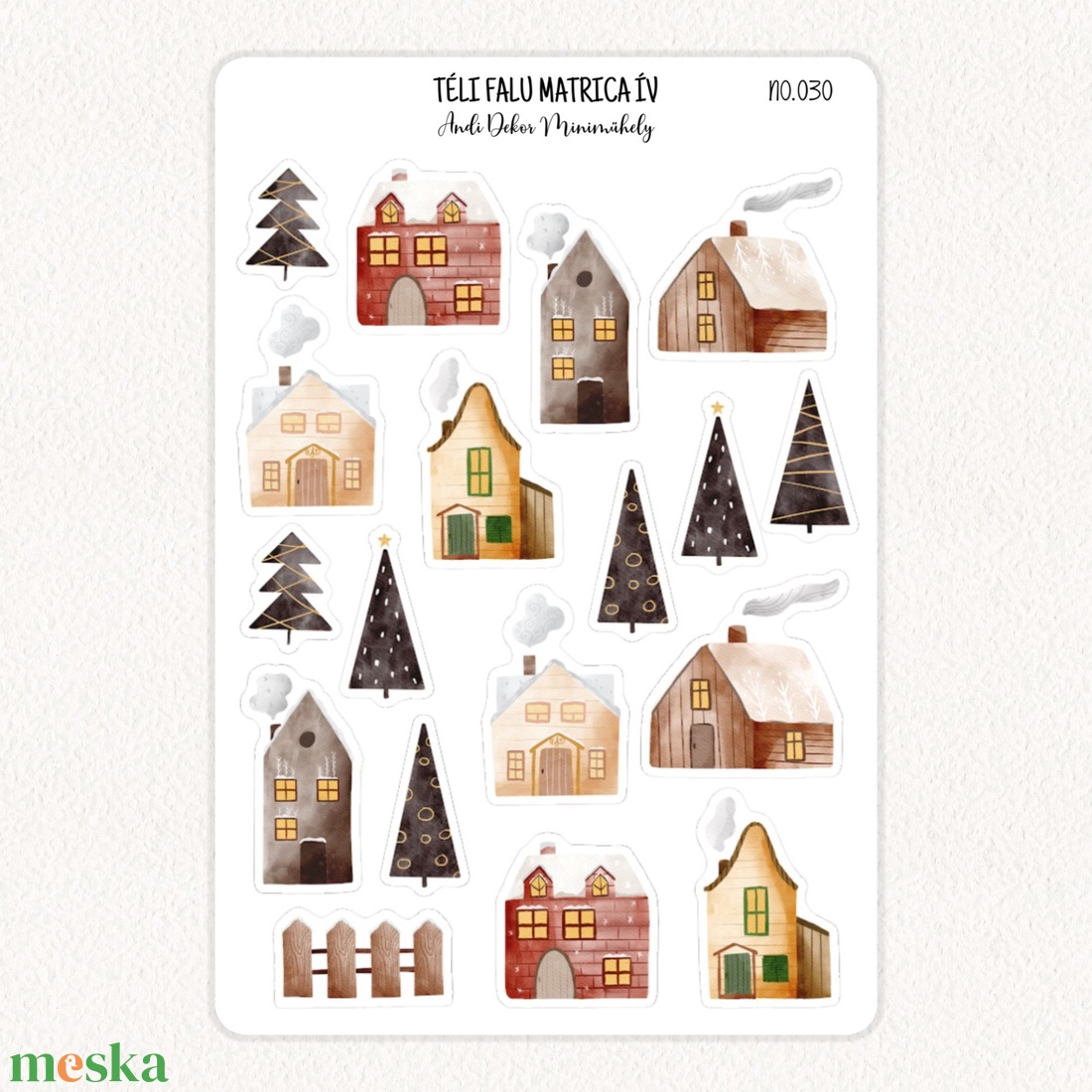 Téli falu matrica ív No.030 - otthon & életmód - papír, írószer - matrica, matrica csomag - Meska.hu