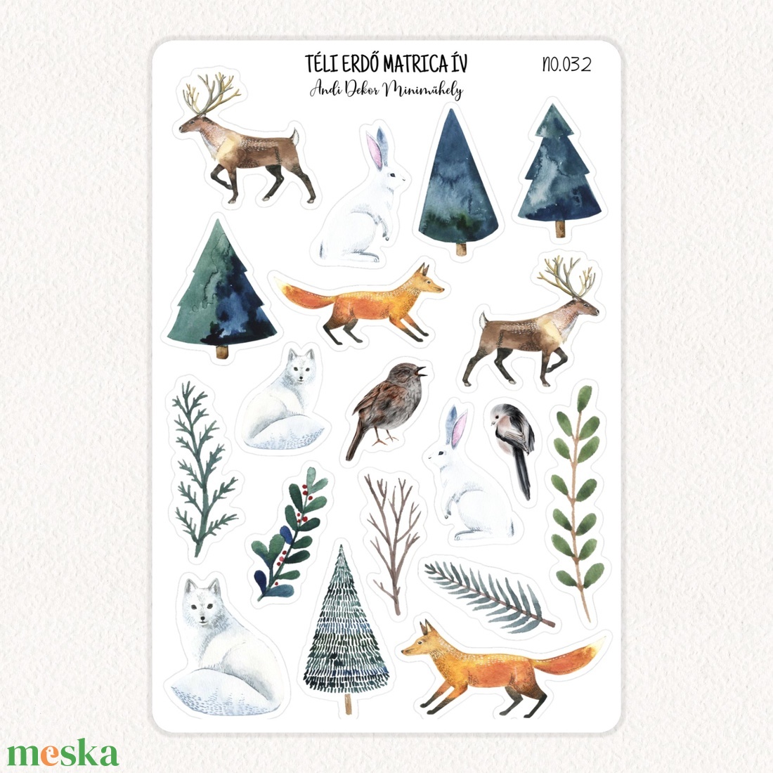 Téli erdő matrica ív No.032 - otthon & életmód - papír, írószer - matrica, matrica csomag - Meska.hu