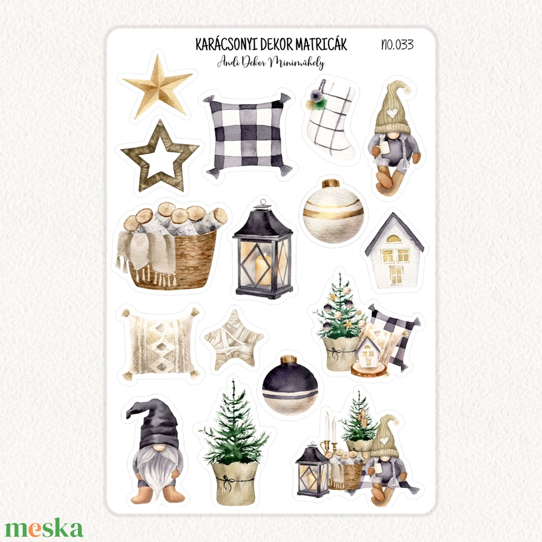 Karácsonyi dekor matricák No.033 - otthon & életmód - papír, írószer - matrica, matrica csomag - Meska.hu