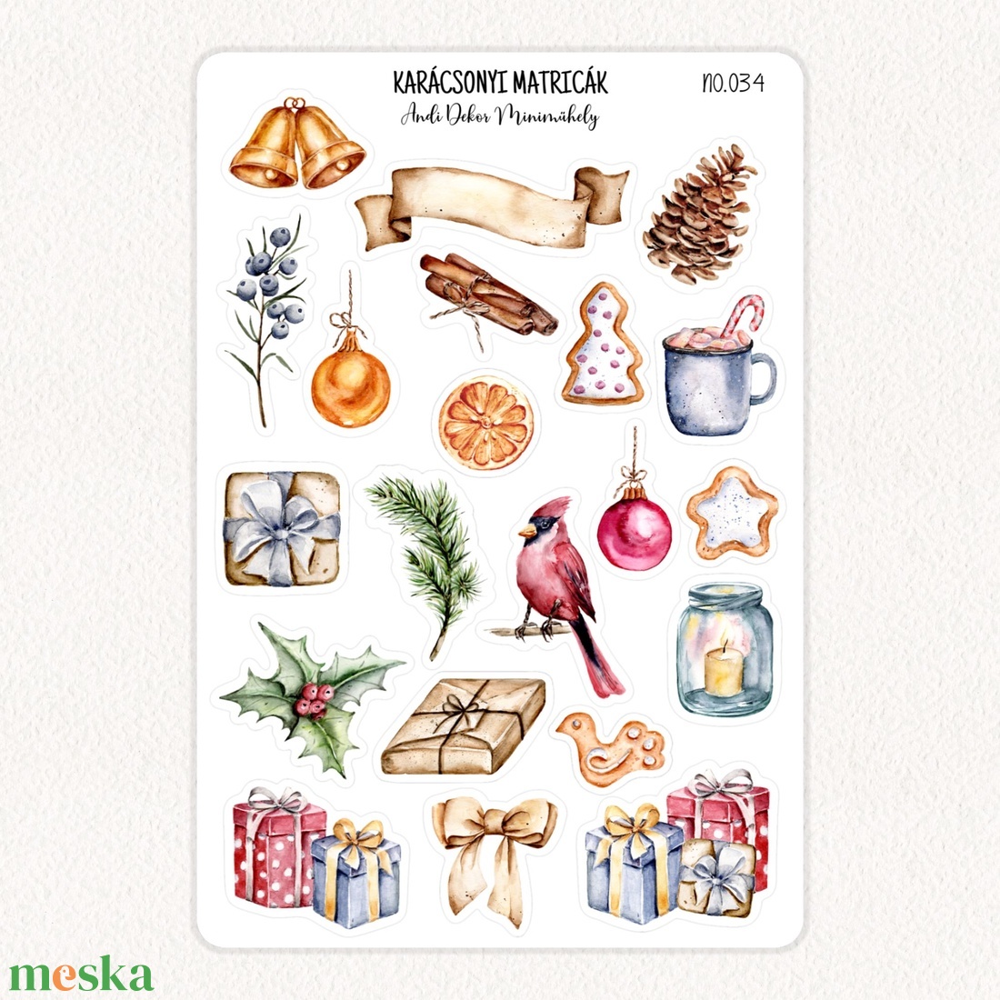 Karácsonyi matricák No.034 - otthon & életmód - papír, írószer - matrica, matrica csomag - Meska.hu