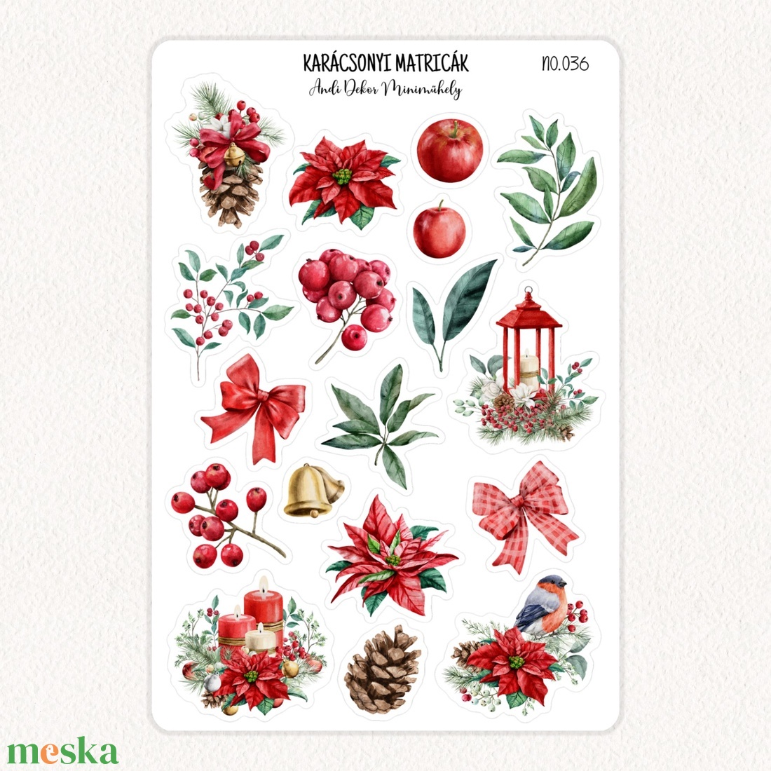 Karácsonyi matricák No.036 - otthon & életmód - papír, írószer - matrica, matrica csomag - Meska.hu