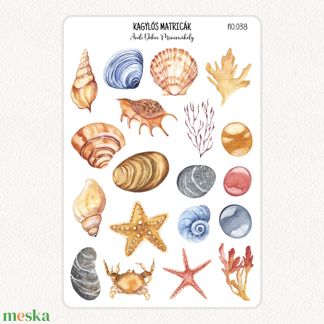 Kagylós matricák No.038 - otthon & életmód - papír, írószer - matrica, matrica csomag - Meska.hu