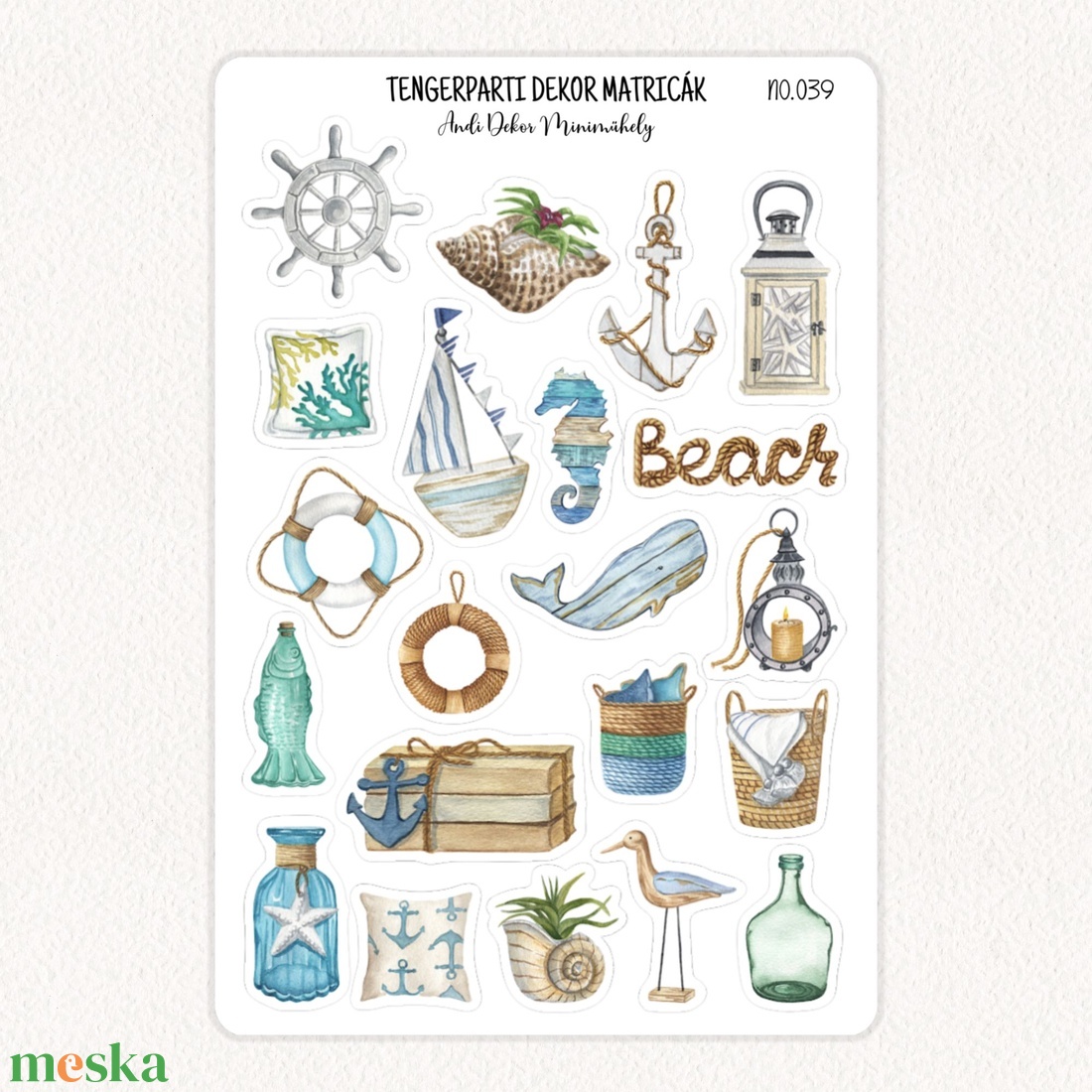 Tengerparti dekor matricák No.039 - otthon & életmód - papír, írószer - matrica, matrica csomag - Meska.hu