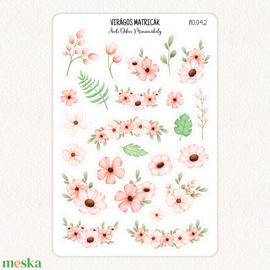 Virágos matricák No.042 - otthon & életmód - papír, írószer - matrica, matrica csomag - Meska.hu