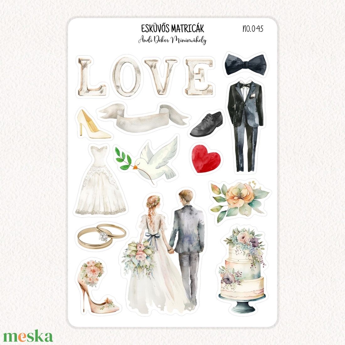 Esküvős matricák No.045 - otthon & életmód - papír, írószer - matrica, matrica csomag - Meska.hu