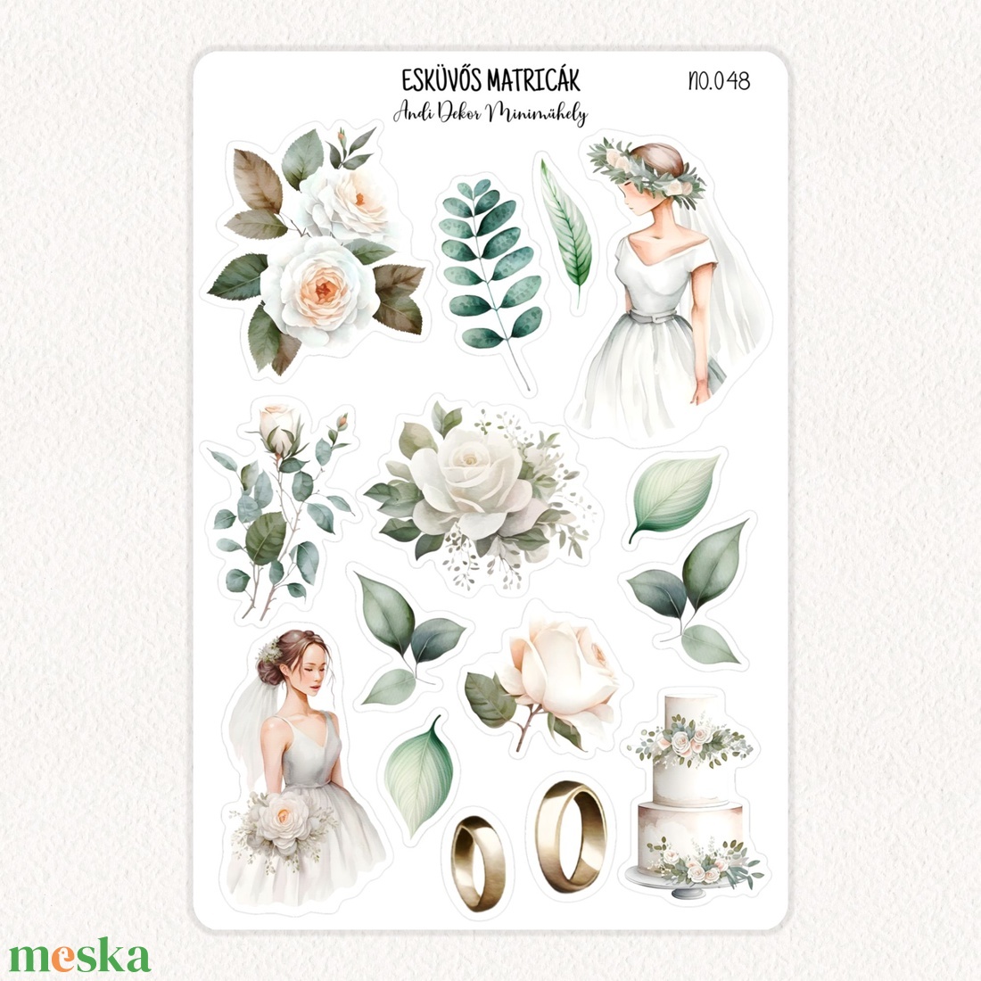 Esküvős matricák No.048 - otthon & életmód - papír, írószer - matrica, matrica csomag - Meska.hu