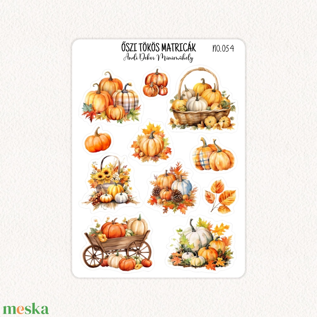 Őszi tökös matricák No.054 - otthon & életmód - papír, írószer - matrica, matrica csomag - Meska.hu
