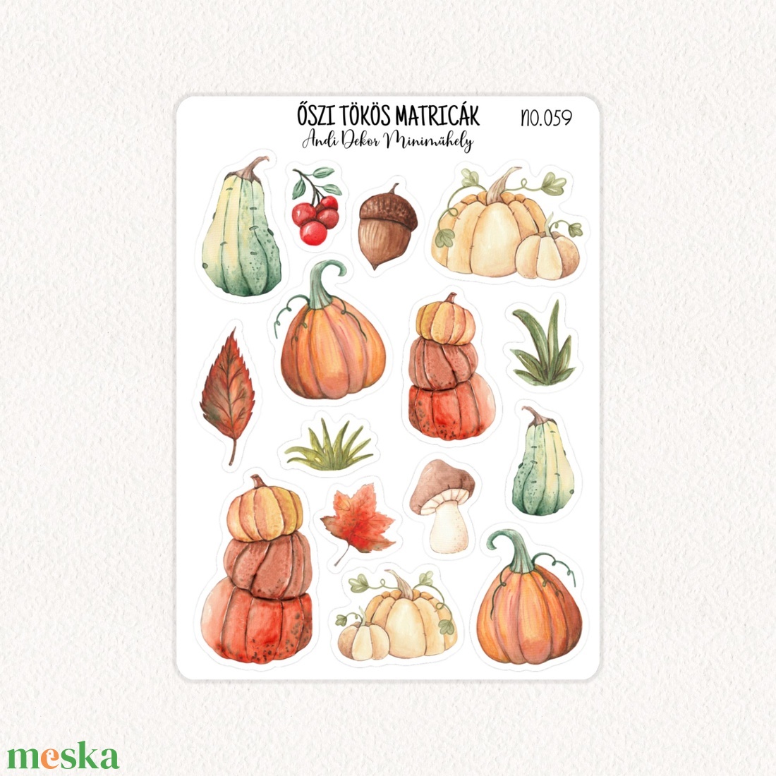 Őszi tökös matricák No.059 - otthon & életmód - papír, írószer - matrica, matrica csomag - Meska.hu