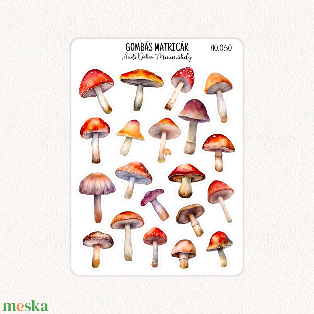 Gombás matricák No.060 - otthon & életmód - papír, írószer - matrica, matrica csomag - Meska.hu