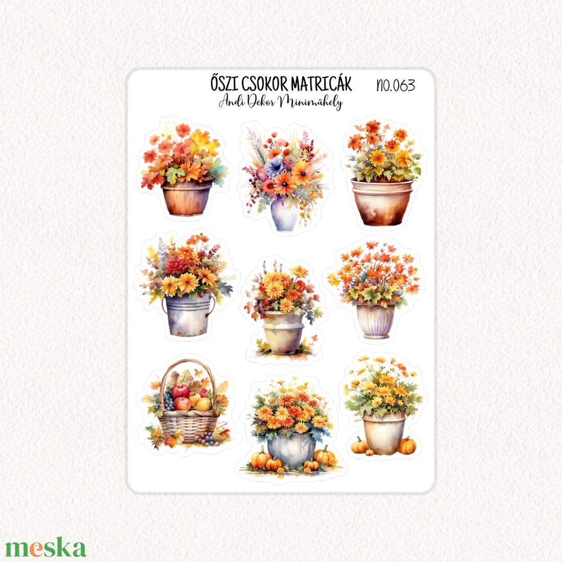 Őszi csokor matricák No.063 - otthon & életmód - papír, írószer - matrica, matrica csomag - Meska.hu