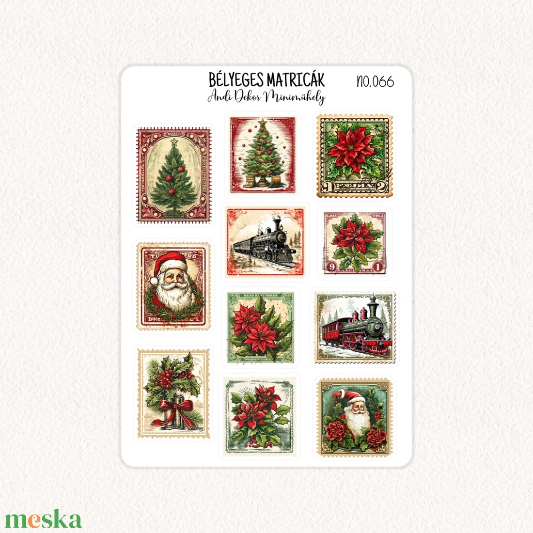 Karácsonyi bélyeges matricák No.066 - otthon & életmód - papír, írószer - matrica, matrica csomag - Meska.hu
