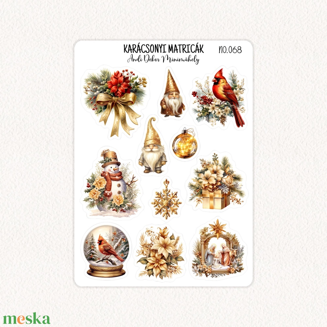 Karácsonyi matricák No.068 - otthon & életmód - papír, írószer - matrica, matrica csomag - Meska.hu