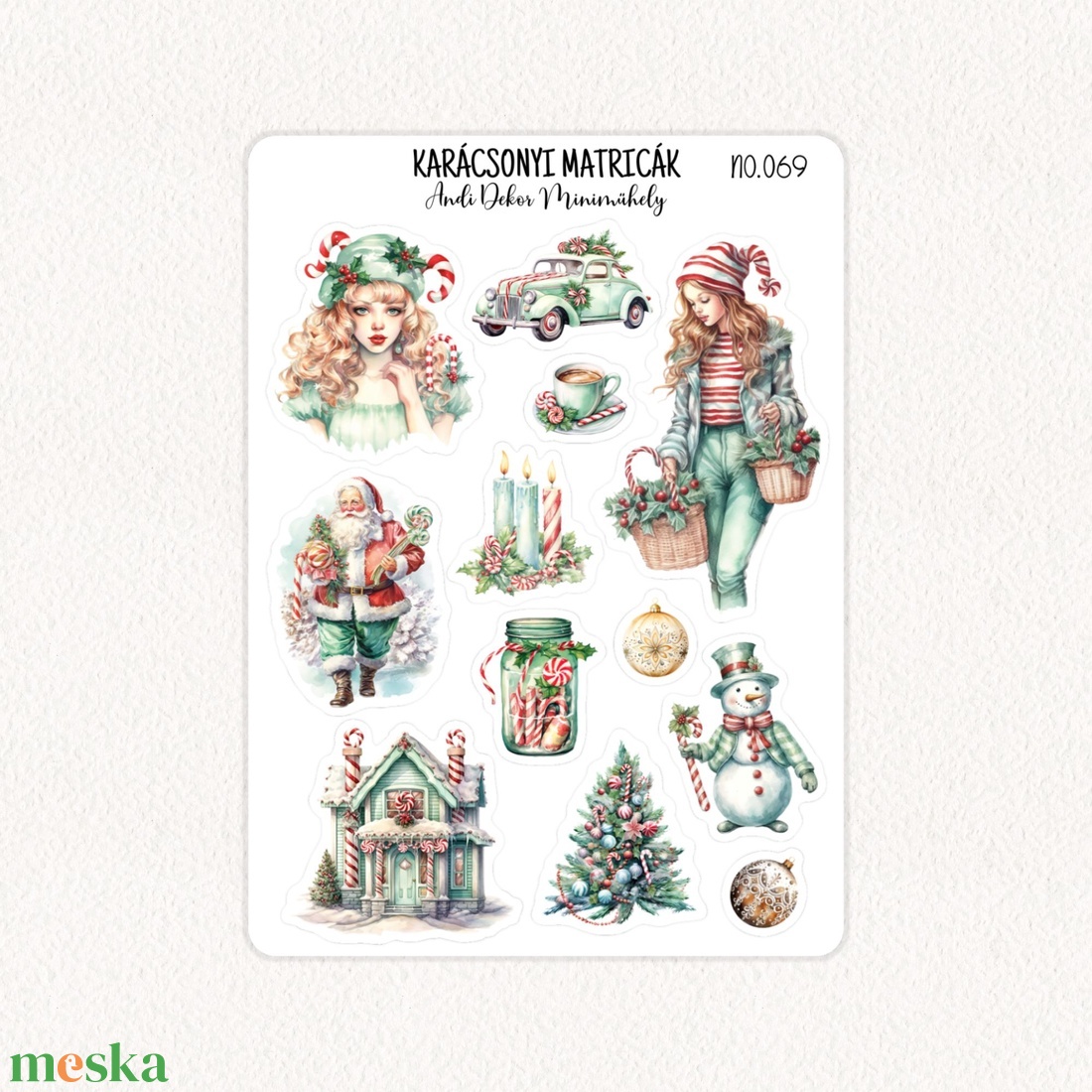 Karácsonyi matricák No.069 - otthon & életmód - papír, írószer - matrica, matrica csomag - Meska.hu