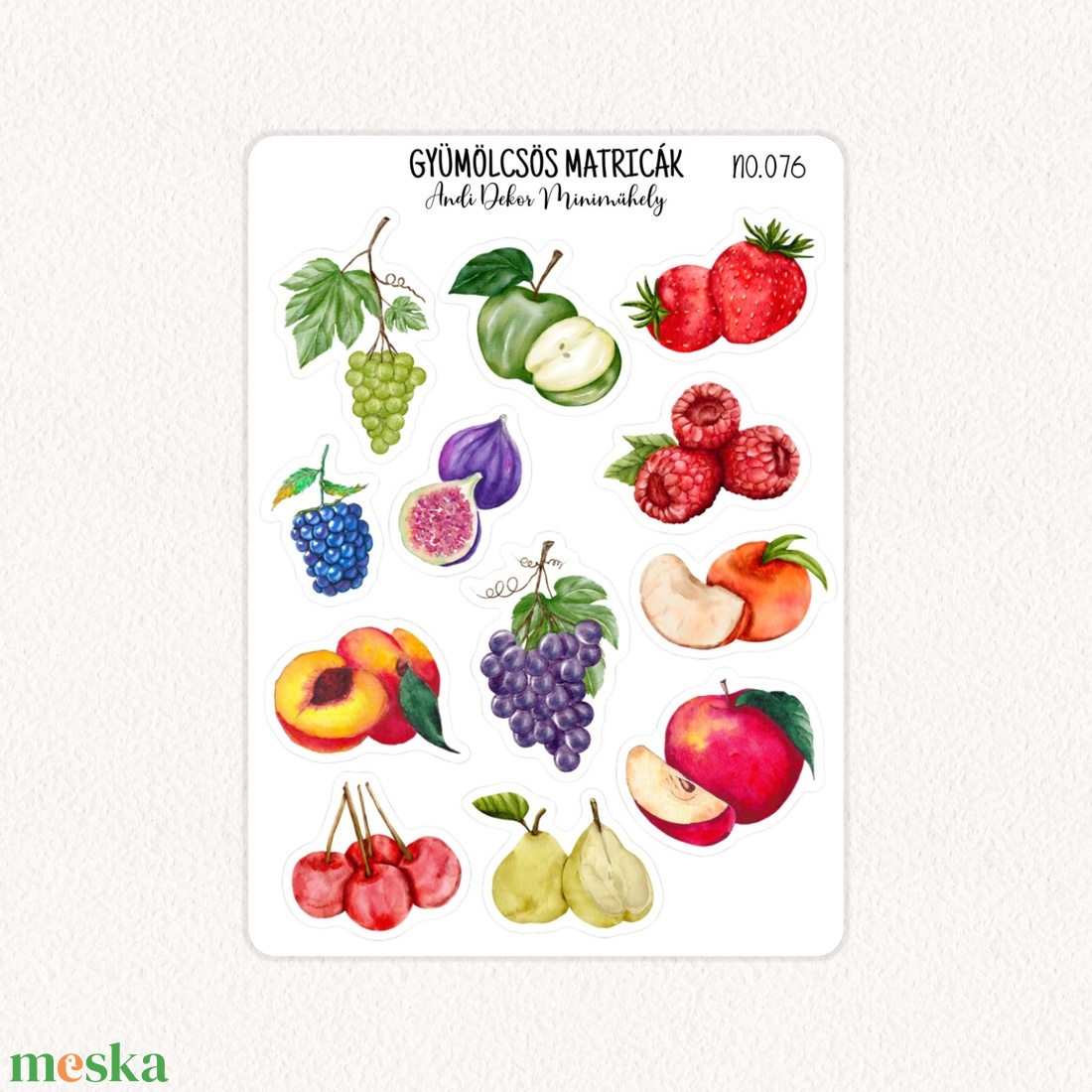 Gyümölcsös matricák No.076 - otthon & életmód - papír, írószer - matrica, matrica csomag - Meska.hu