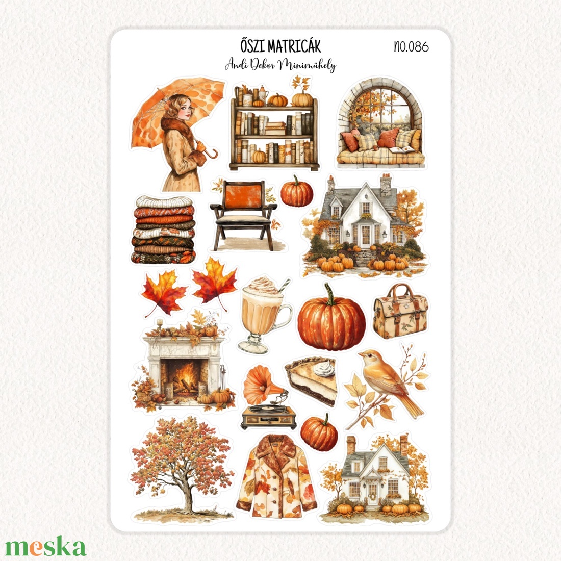 Őszi matricák No.086 - otthon & életmód - papír, írószer - matrica, matrica csomag - Meska.hu