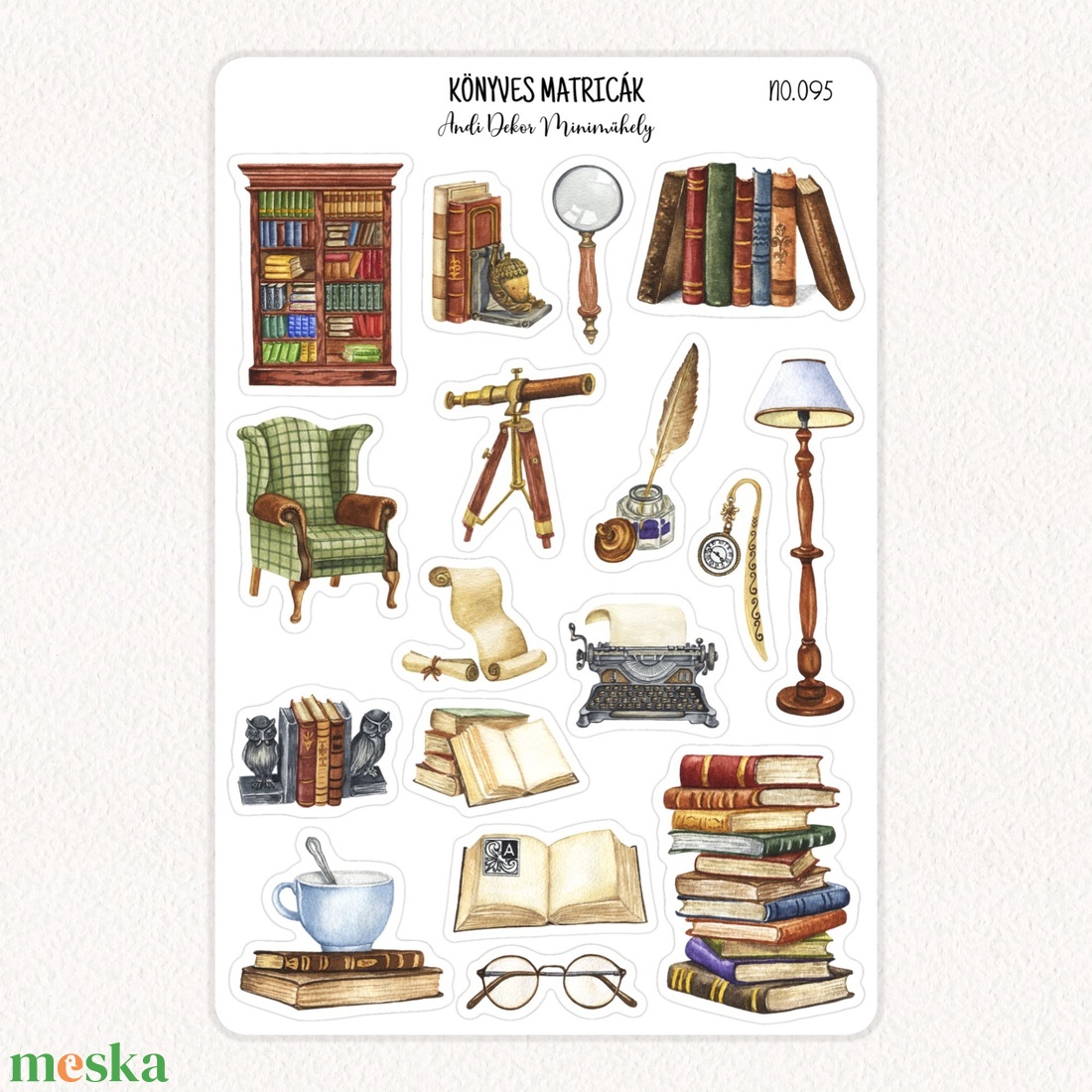 Könyves matricák No.095 - otthon & életmód - papír, írószer - matrica, matrica csomag - Meska.hu