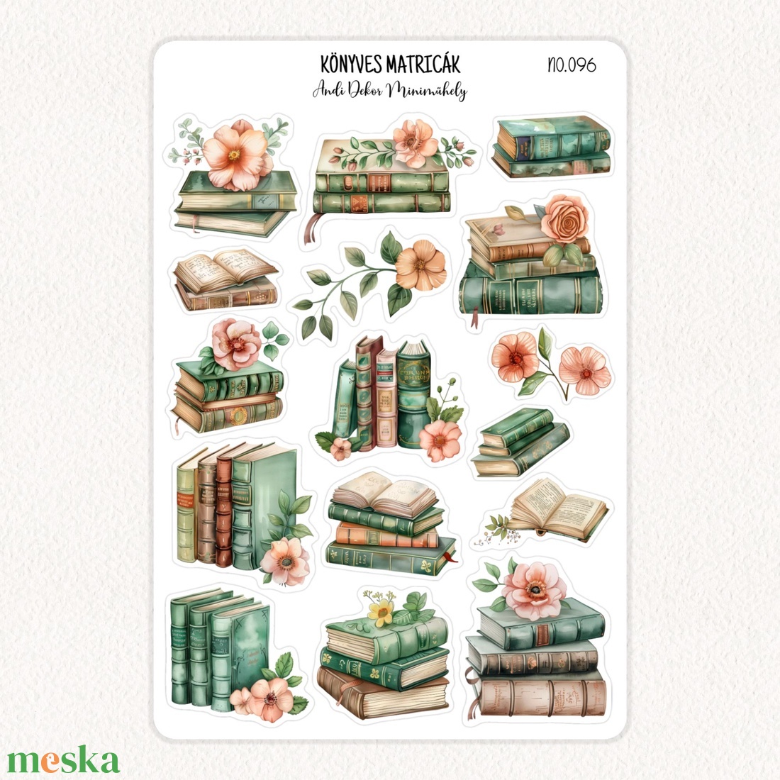 Könyves matricák No.096 - otthon & életmód - papír, írószer - matrica, matrica csomag - Meska.hu