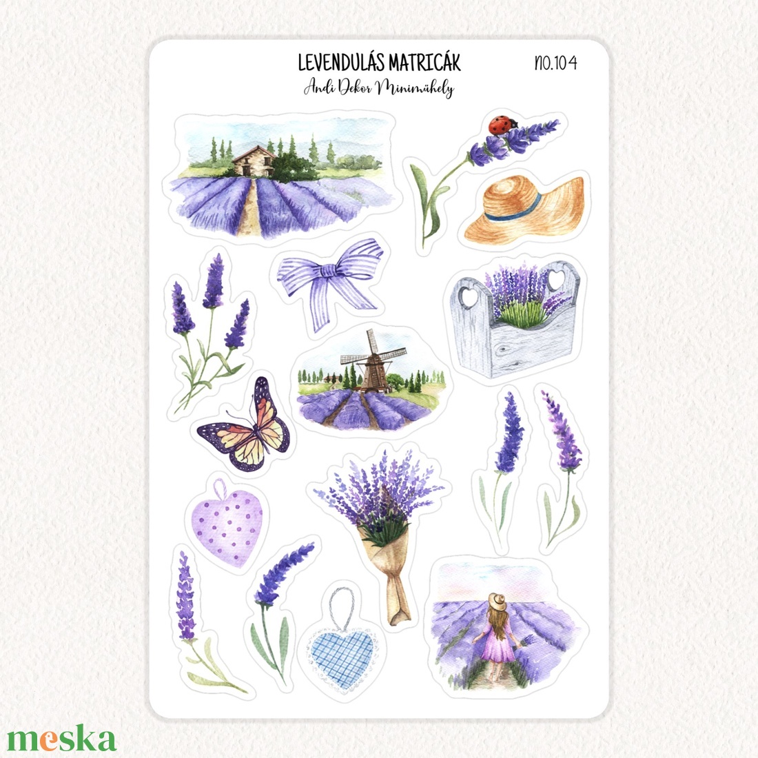 Levendulás matricák No.104 - otthon & életmód - papír, írószer - matrica, matrica csomag - Meska.hu