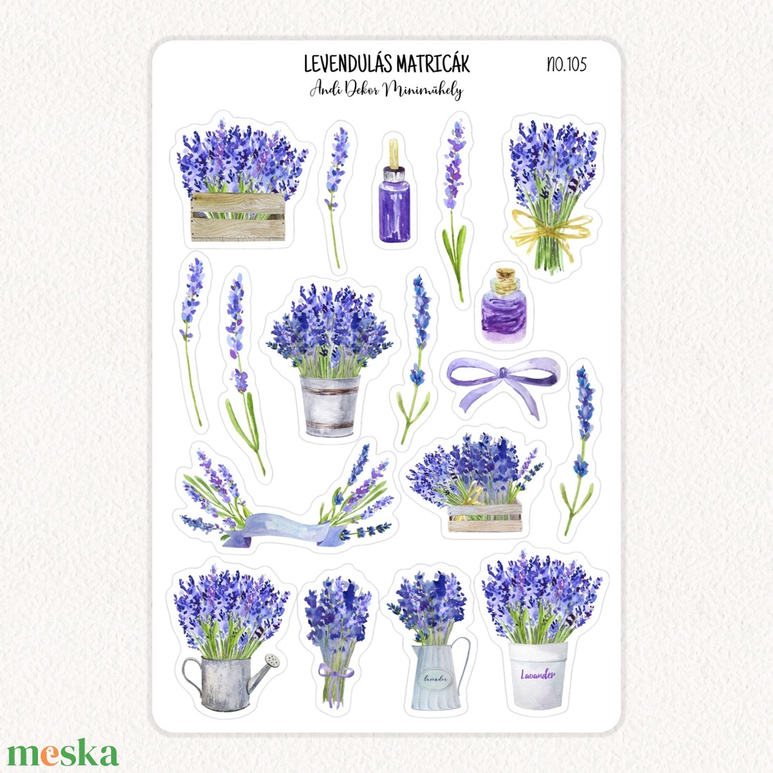 Levendulás matricák No.105 - otthon & életmód - papír, írószer - matrica, matrica csomag - Meska.hu
