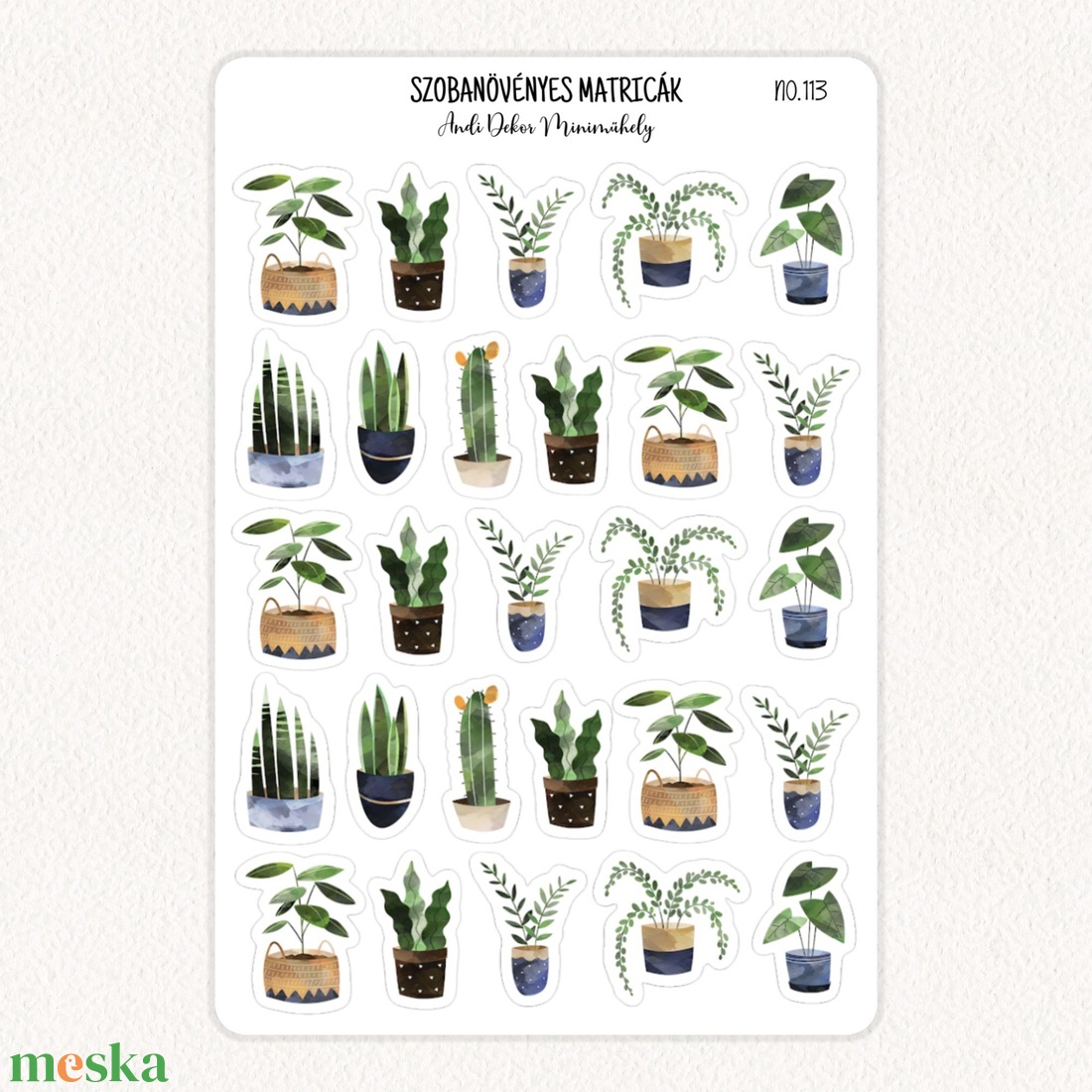 Szobanövényes matricák No.113 - otthon & életmód - papír, írószer - matrica, matrica csomag - Meska.hu
