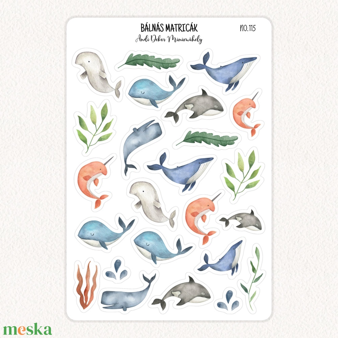 Bálnás matricák No.115 - otthon & életmód - papír, írószer - matrica, matrica csomag - Meska.hu