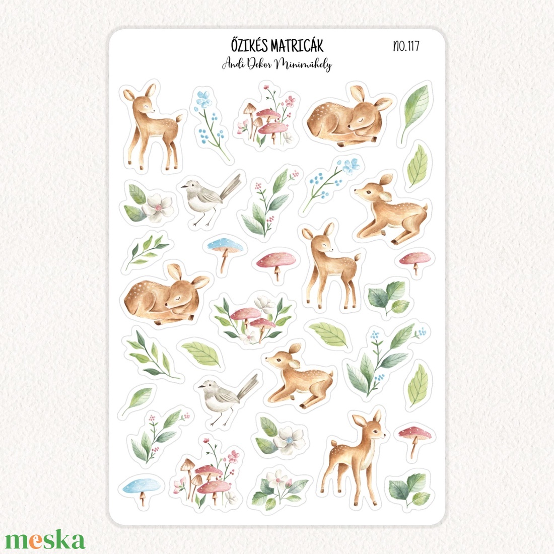 Őzikés matricák No.117 - otthon & életmód - papír, írószer - matrica, matrica csomag - Meska.hu