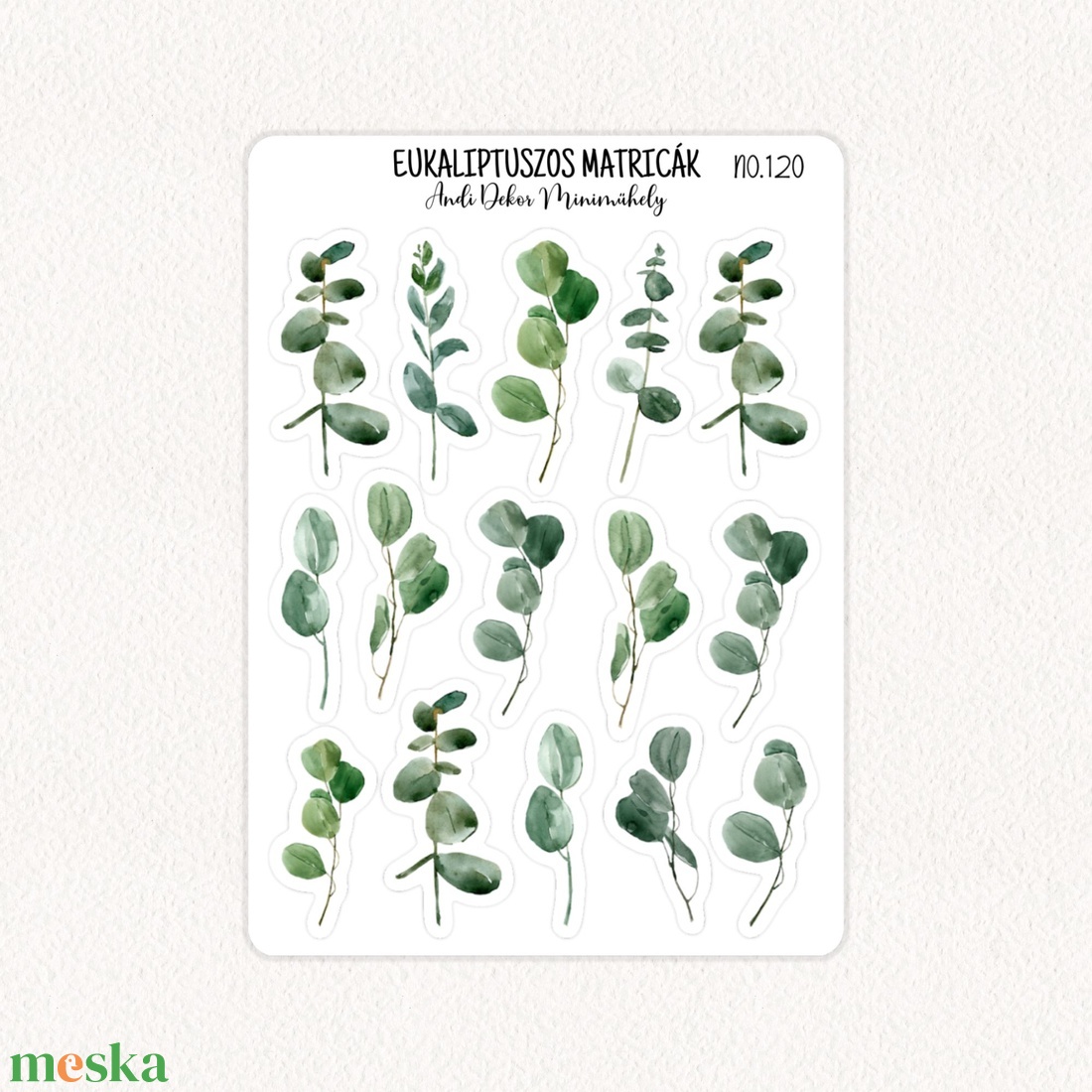 Eukaliptuszos matricák No.120 - otthon & életmód - papír, írószer - matrica, matrica csomag - Meska.hu