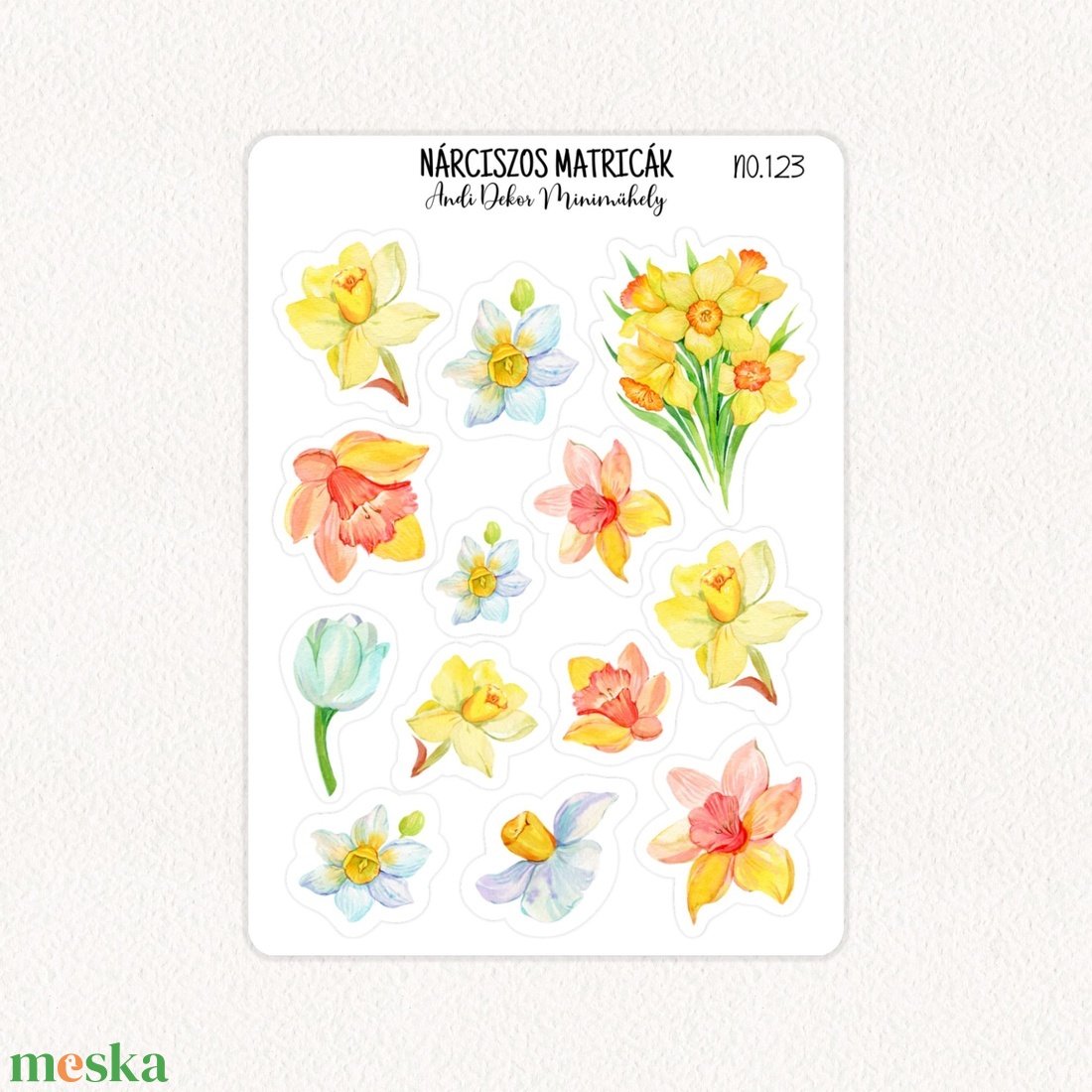 Nárciszos matricák No.123 - otthon & életmód - papír, írószer - matrica, matrica csomag - Meska.hu