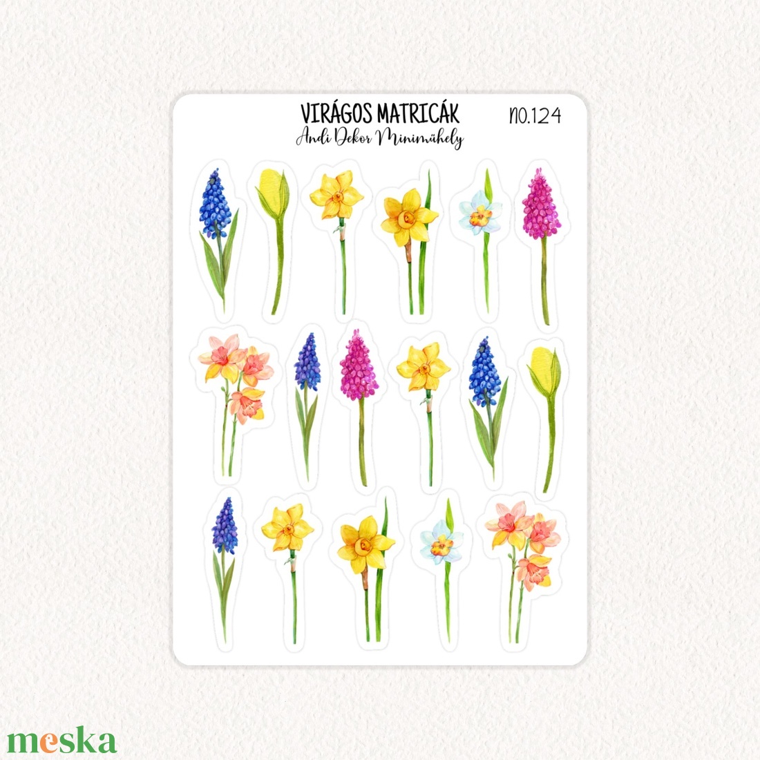 Virágos matricák No.124 - otthon & életmód - papír, írószer - matrica, matrica csomag - Meska.hu