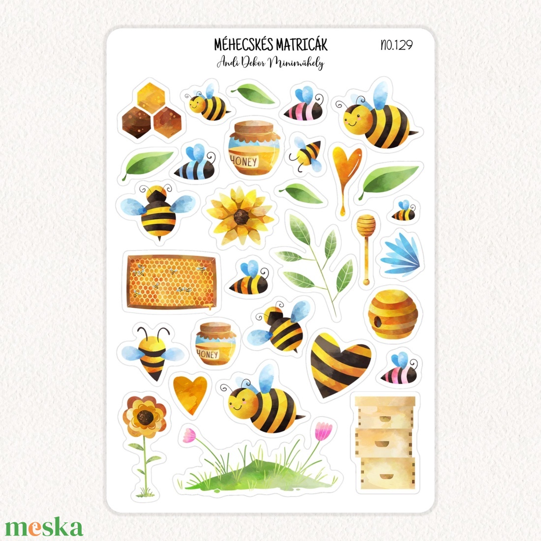 Méhecskés matricák No.129 - otthon & életmód - papír, írószer - matrica, matrica csomag - Meska.hu