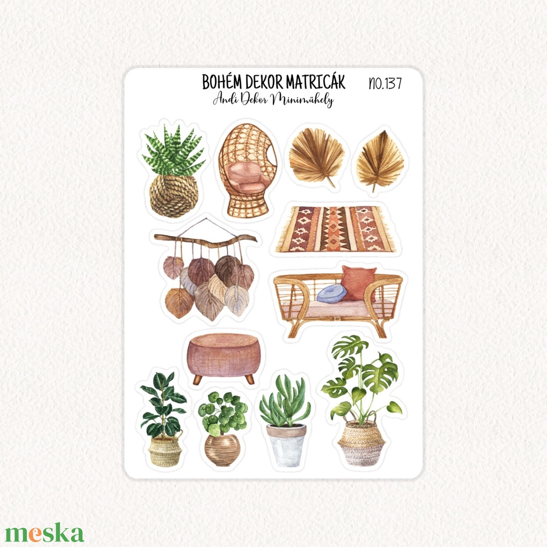 Bohém dekor matricák No.137 - otthon & életmód - papír, írószer - matrica, matrica csomag - Meska.hu