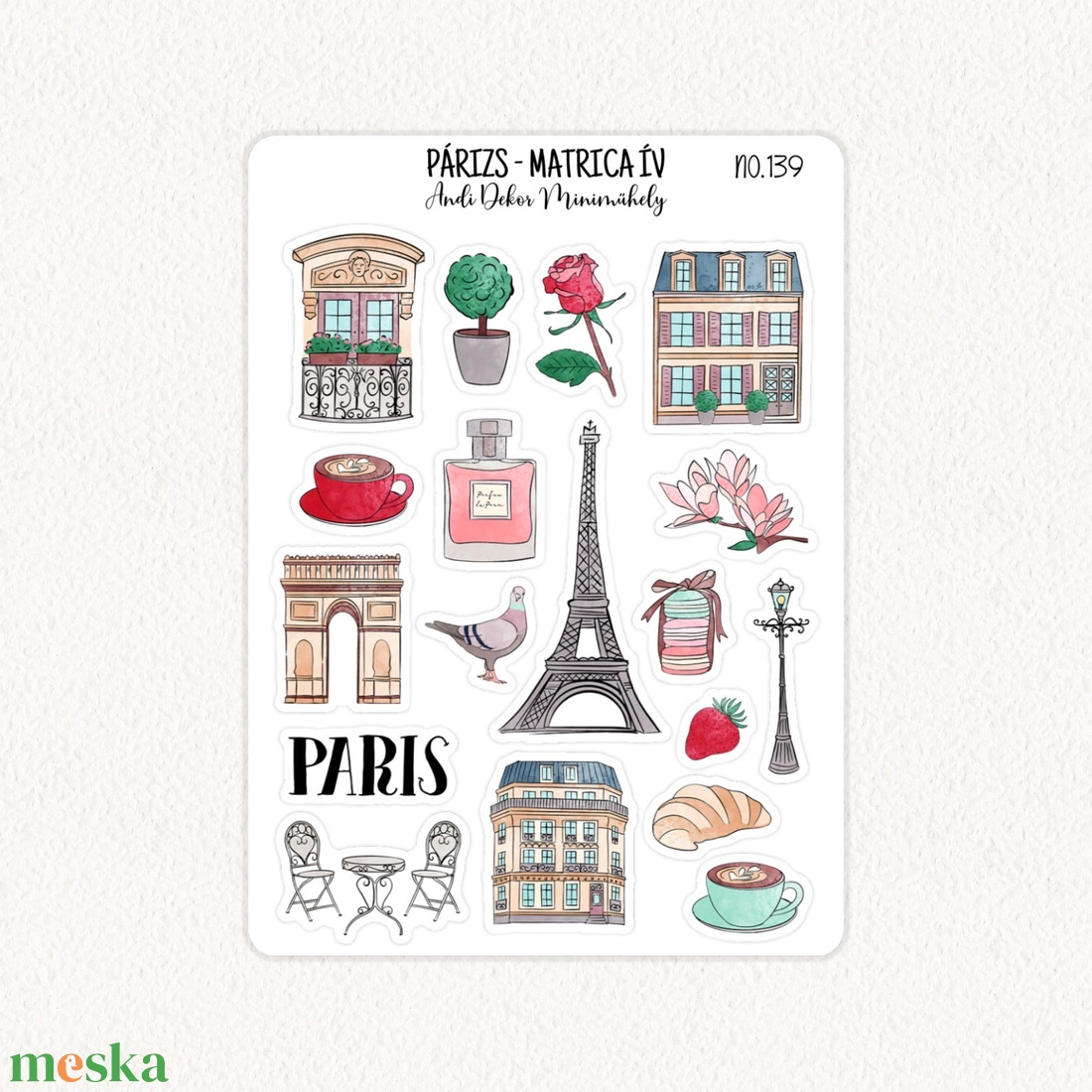 Párizs matrica ív No.139 - otthon & életmód - papír, írószer - matrica, matrica csomag - Meska.hu
