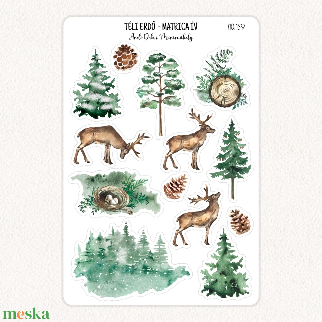 Téli erdő matrica ív No.159 - otthon & életmód - papír, írószer - matrica, matrica csomag - Meska.hu