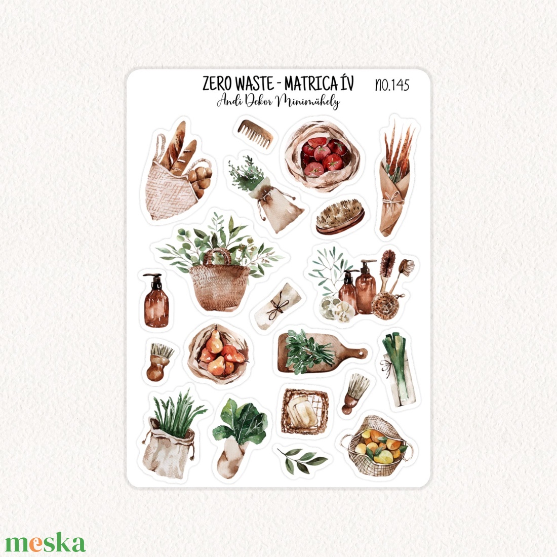 Zero waste matrica ív No.145 - otthon & életmód - papír, írószer - matrica, matrica csomag - Meska.hu