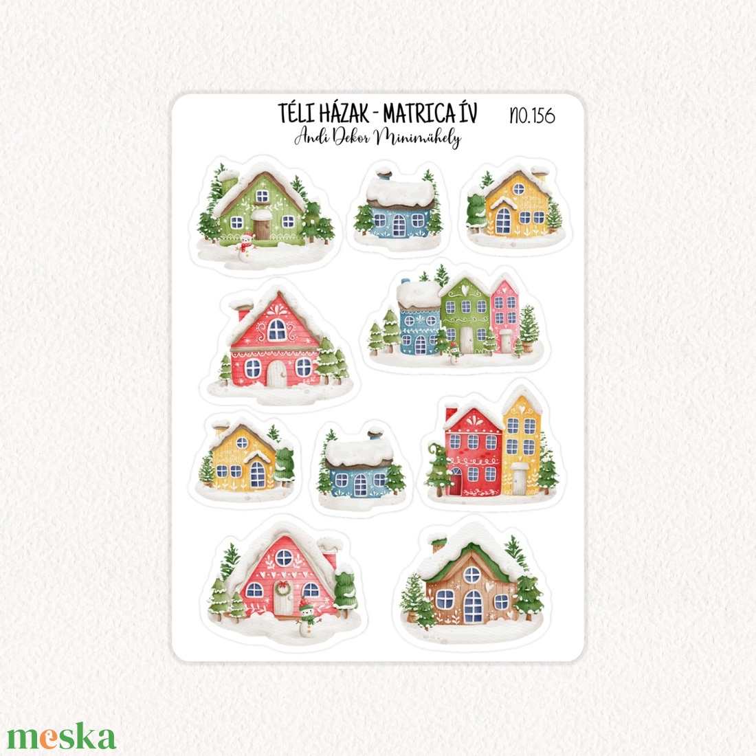 Téli házak matrica ív No.156 - otthon & életmód - papír, írószer - matrica, matrica csomag - Meska.hu