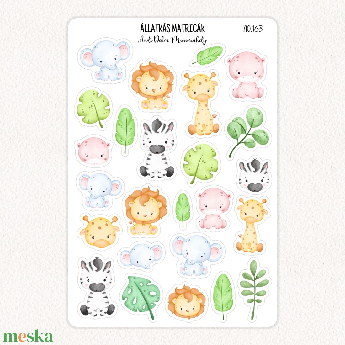 Állatkás matricák No.163 - otthon & életmód - papír, írószer - matrica, matrica csomag - Meska.hu