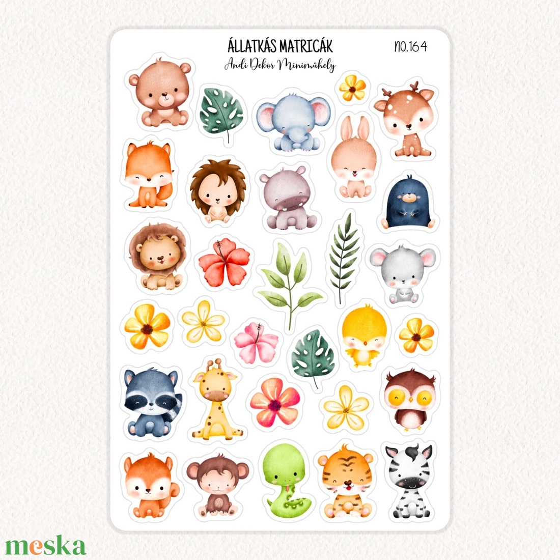Állatkás matricák No.164 - otthon & életmód - papír, írószer - matrica, matrica csomag - Meska.hu