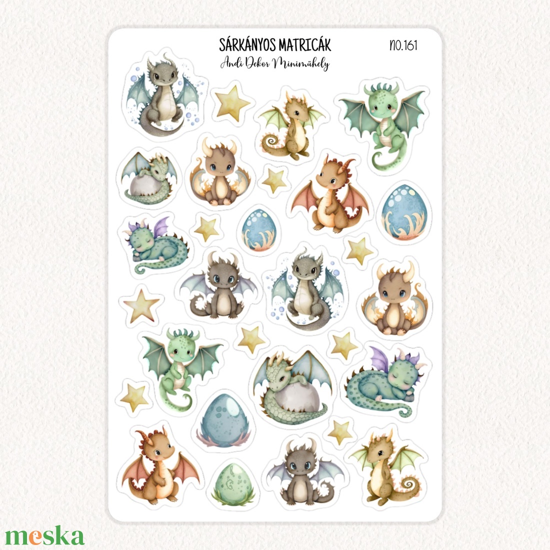 Sárkányos matricák No.161 - otthon & életmód - papír, írószer - matrica, matrica csomag - Meska.hu