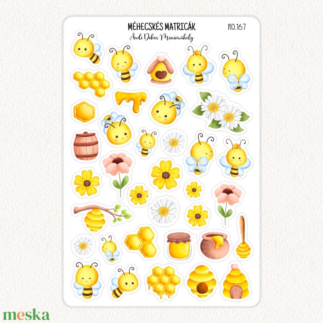 Méhecskés matricák No.167 - otthon & életmód - papír, írószer - matrica, matrica csomag - Meska.hu