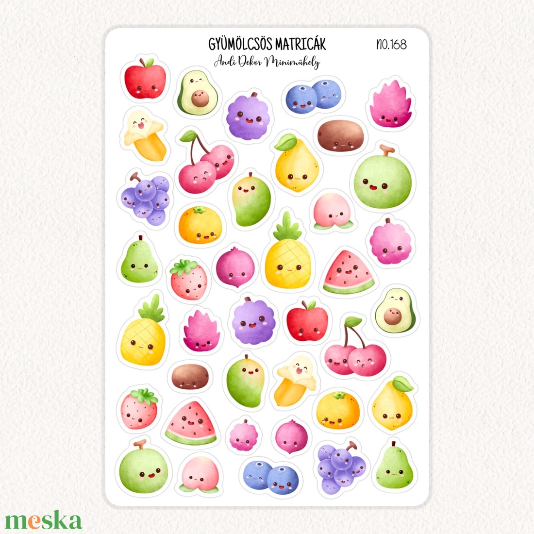 Gyümölcsös matricák No.168 - otthon & életmód - papír, írószer - matrica, matrica csomag - Meska.hu