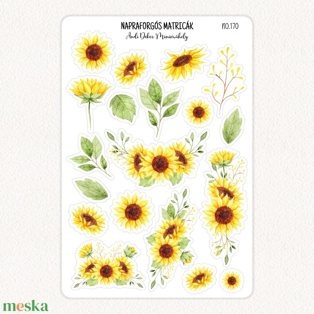 Napraforgós matricák No.170 - otthon & életmód - papír, írószer - matrica, matrica csomag - Meska.hu