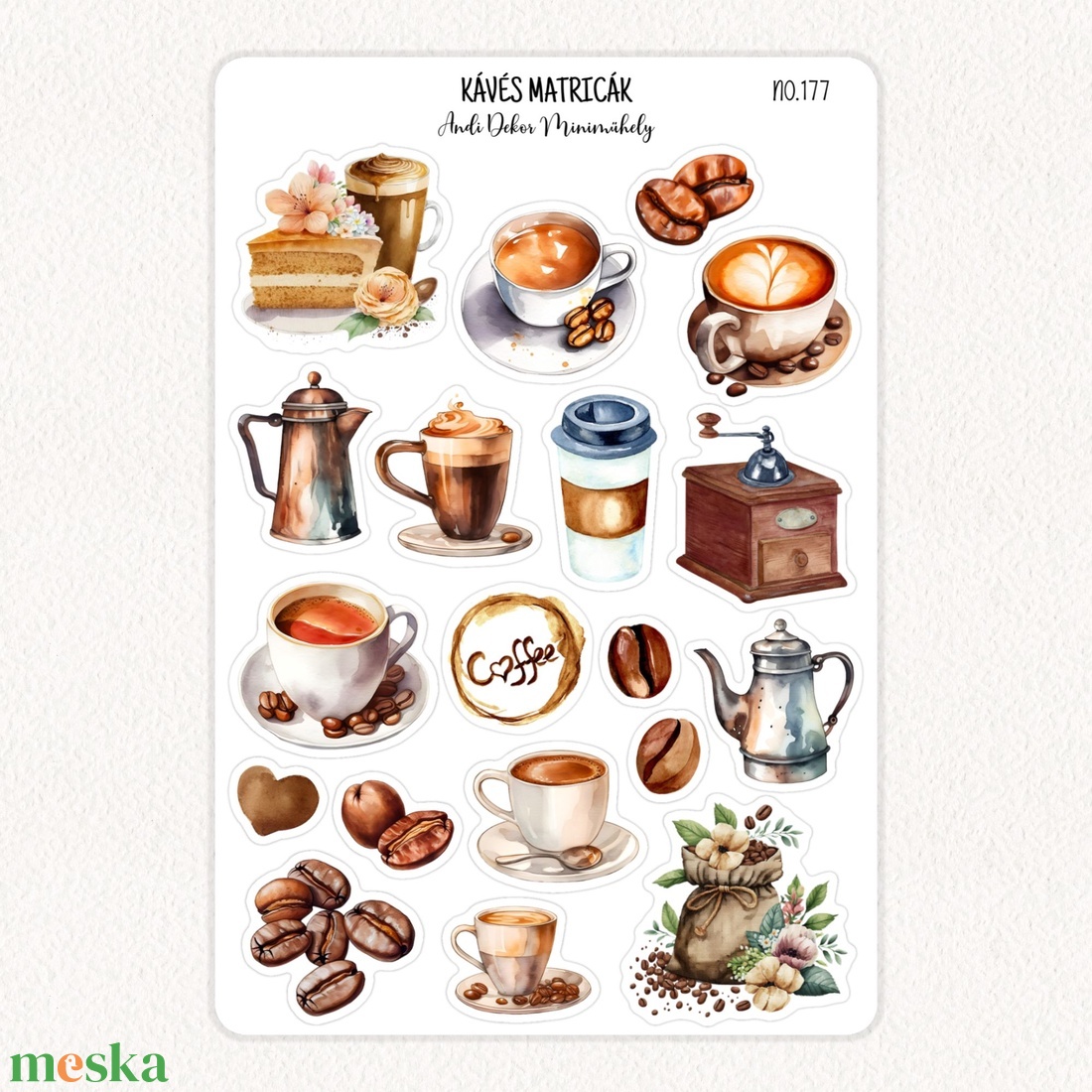 Kávés matricák No.177 - otthon & életmód - papír, írószer - matrica, matrica csomag - Meska.hu