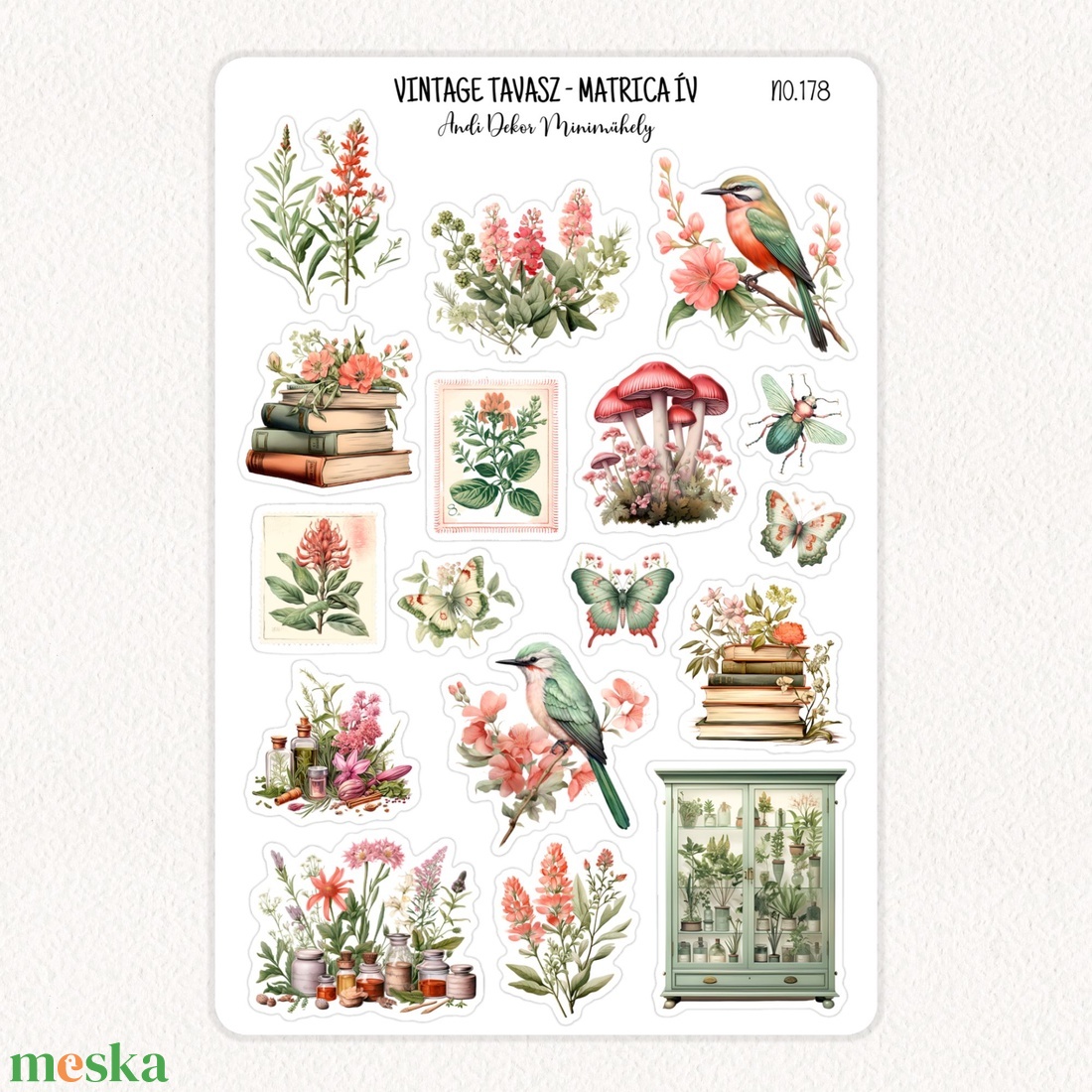 Vintage tavasz matrica ív No.178 - otthon & életmód - papír, írószer - matrica, matrica csomag - Meska.hu