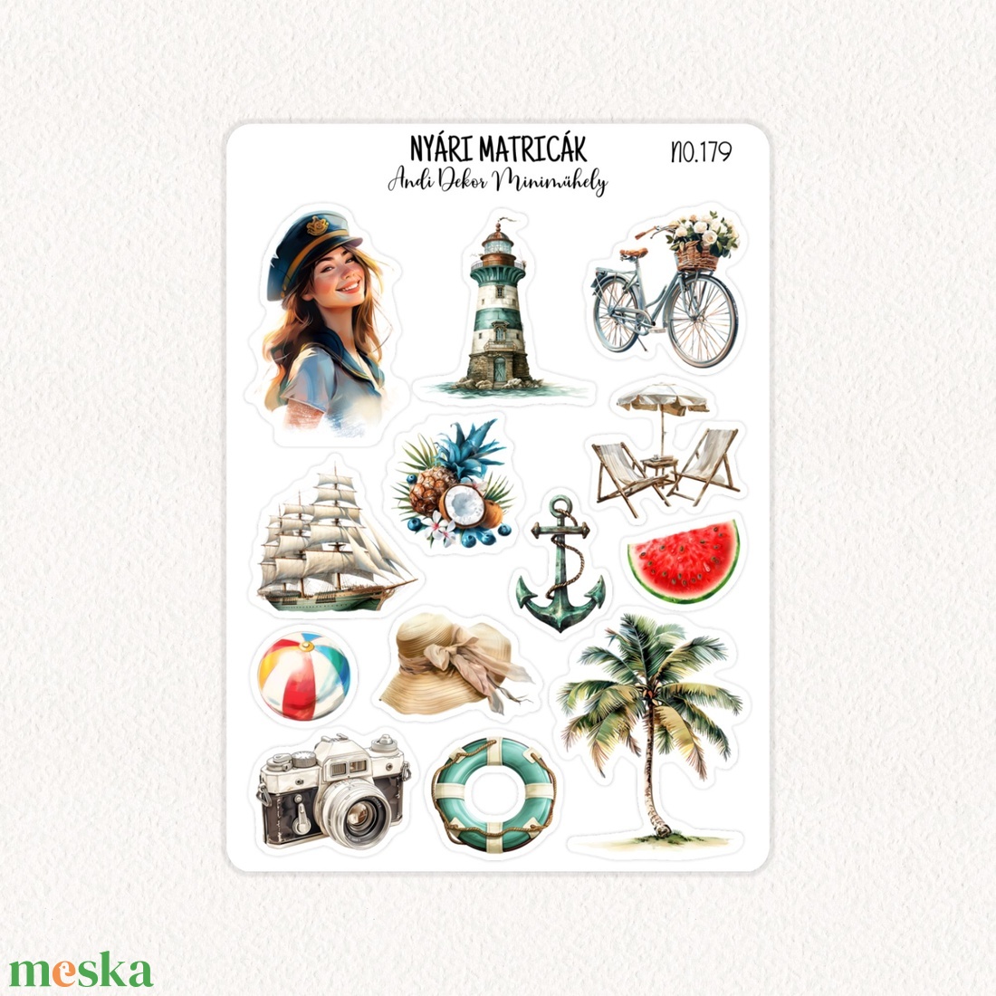 Nyári matricák No.179 - otthon & életmód - papír, írószer - matrica, matrica csomag - Meska.hu