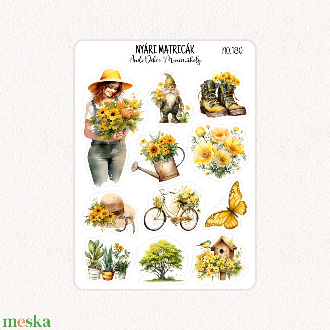 Nyári matricák No.180 - otthon & életmód - papír, írószer - matrica, matrica csomag - Meska.hu